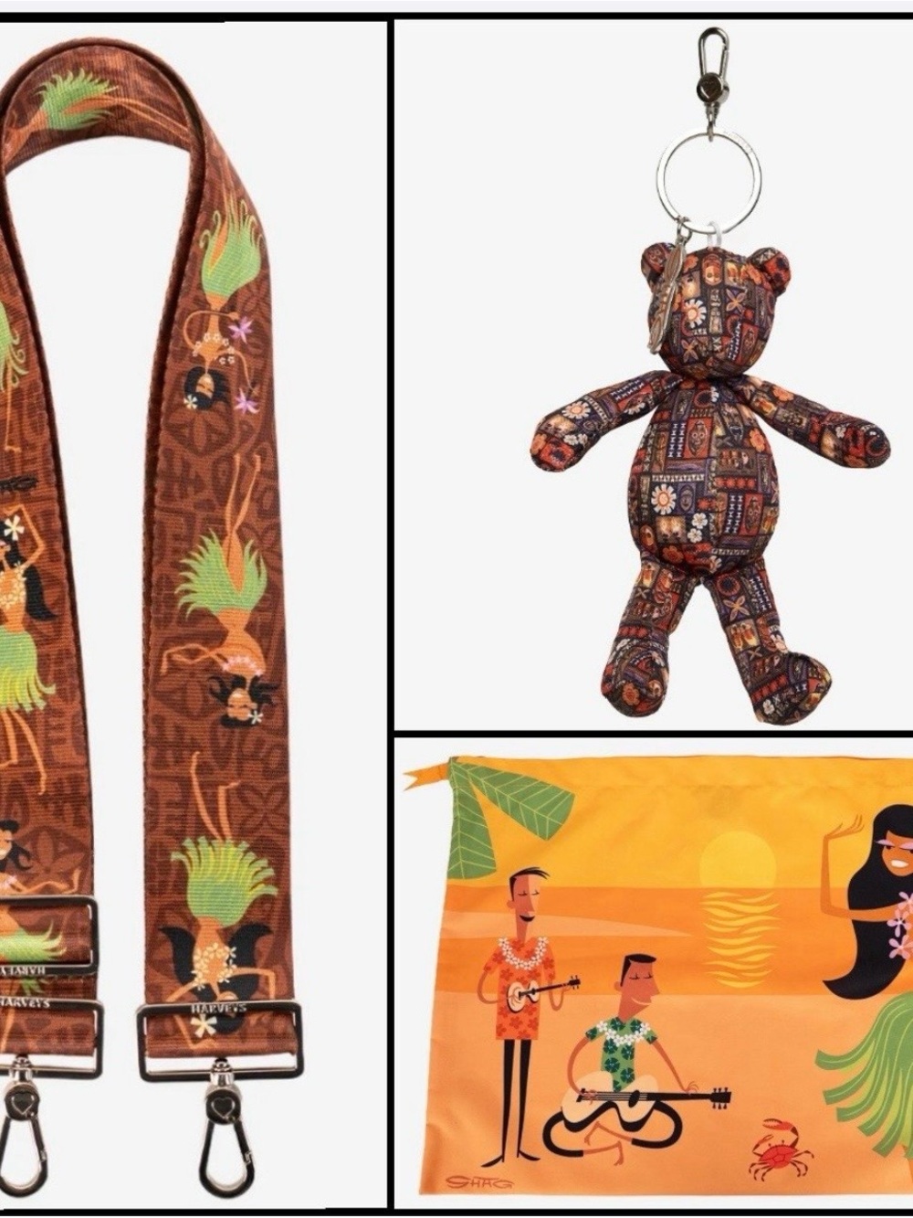 Harveys Shag Tiki Tapa Hula Girl CNC / Shag Tiki Tapa Cali Bear / Shag Dust Bag
